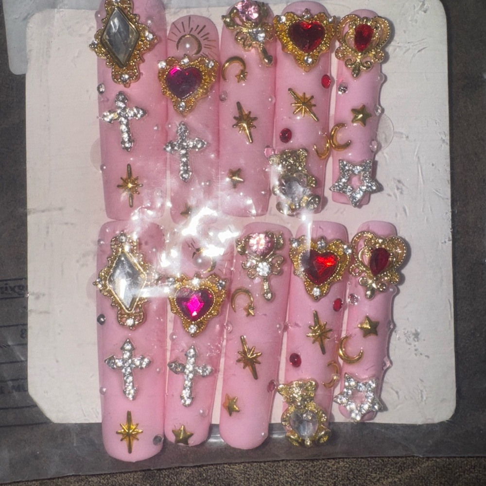 Pink Decorative Kids Nail Set